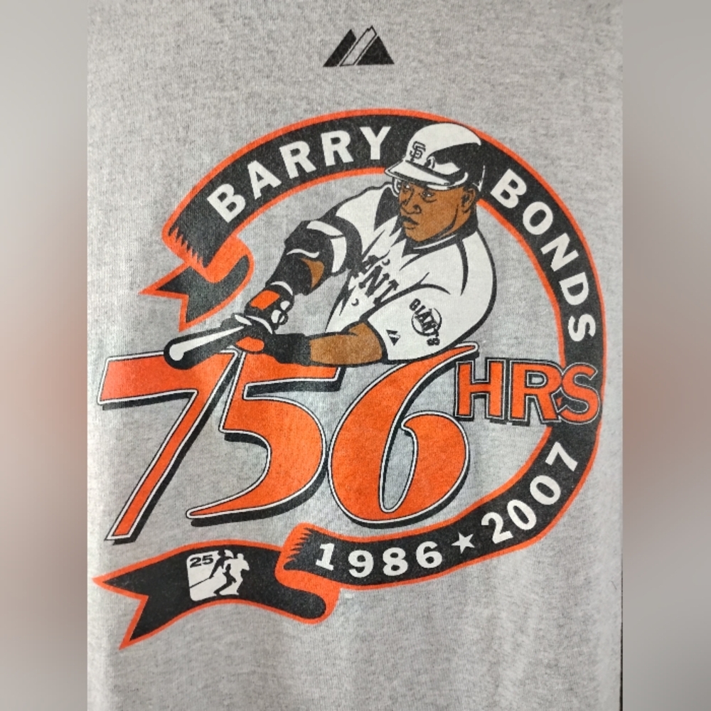 Majestic 2007 Barry Bonds All Time Home Run 756 T-shirt Size 2XL